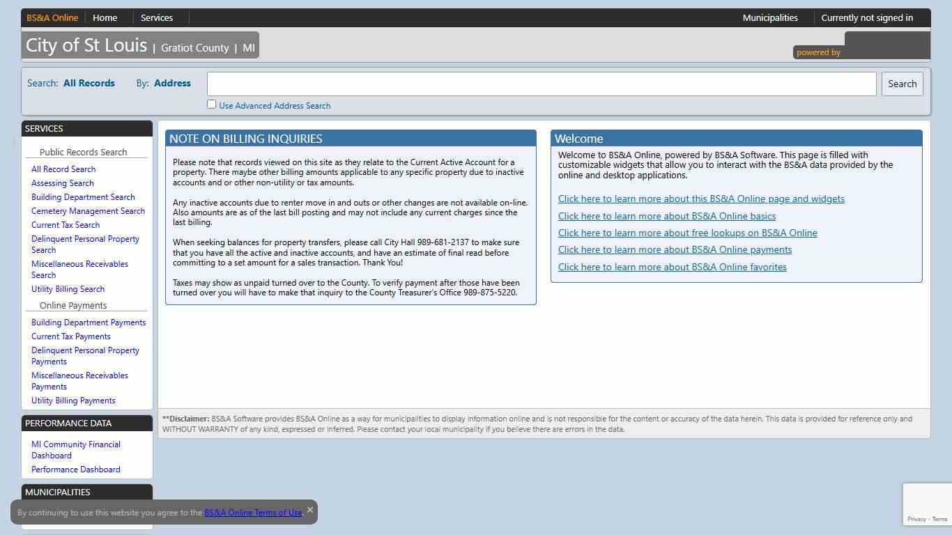 Home | City of St Louis | BS&A Online